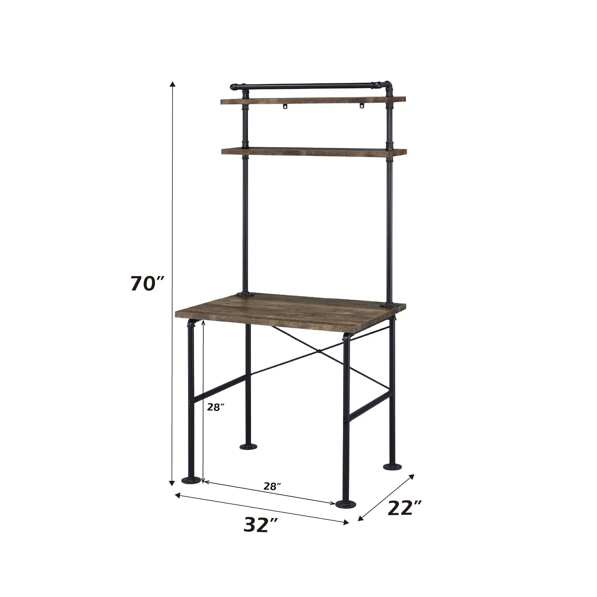 Ensata - Writing Desk - Rustic Oak & Black by Unique Piece Furniture