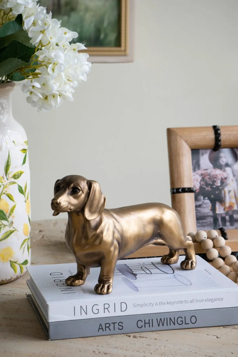 11.4x3.3x6.6' Lifelike Dachshund Figurine with Copper Finish by HouseOfZazla
