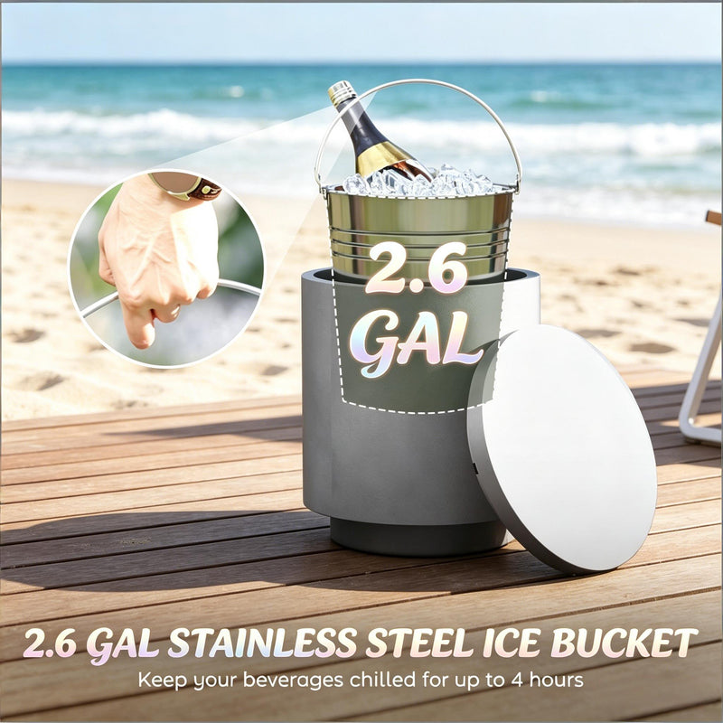 Portable Storage Box, Pool Ice Cooler, Cooler Side Table, Modern Balcony Table by HouseOfZazla