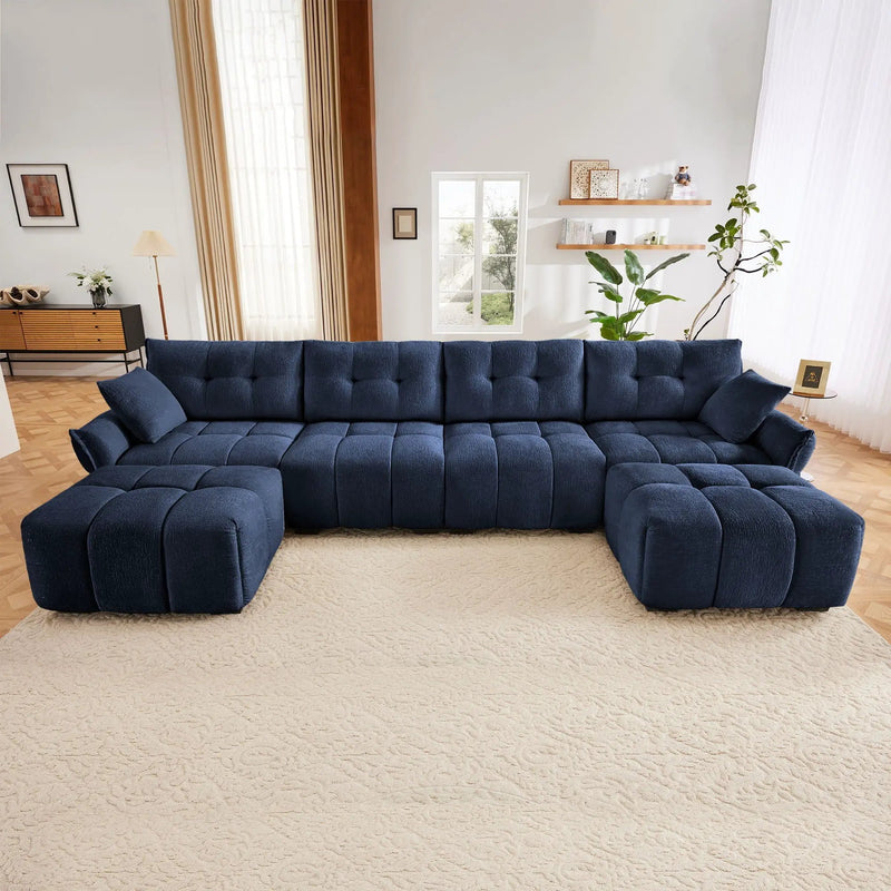 Sofa Set With Ottoman And Pillows, Textured, High Resilience Cushions by HouseOfZazla