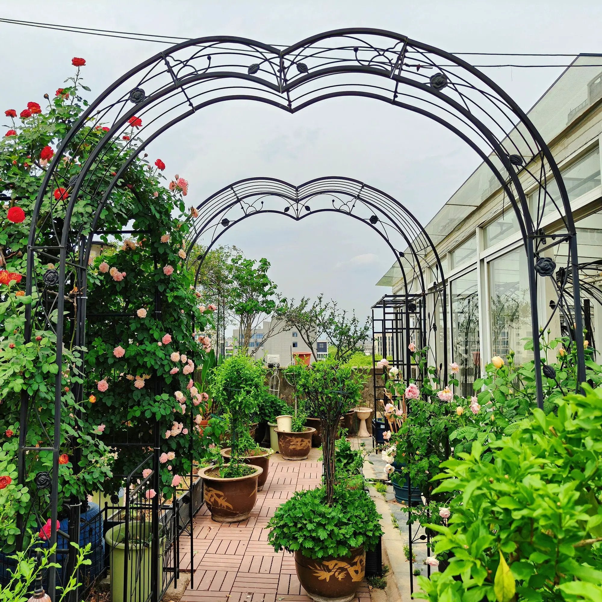 Metal Garden Arch Assemble Freely With 8 Styles Garden Arbor Trellis Climbing Plants Support Rose Arch by HouseOfZazla