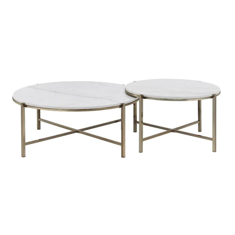 Zaidee - Nesting Table Set - Natural Marble Top & Nickel by Unique Piece Furniture