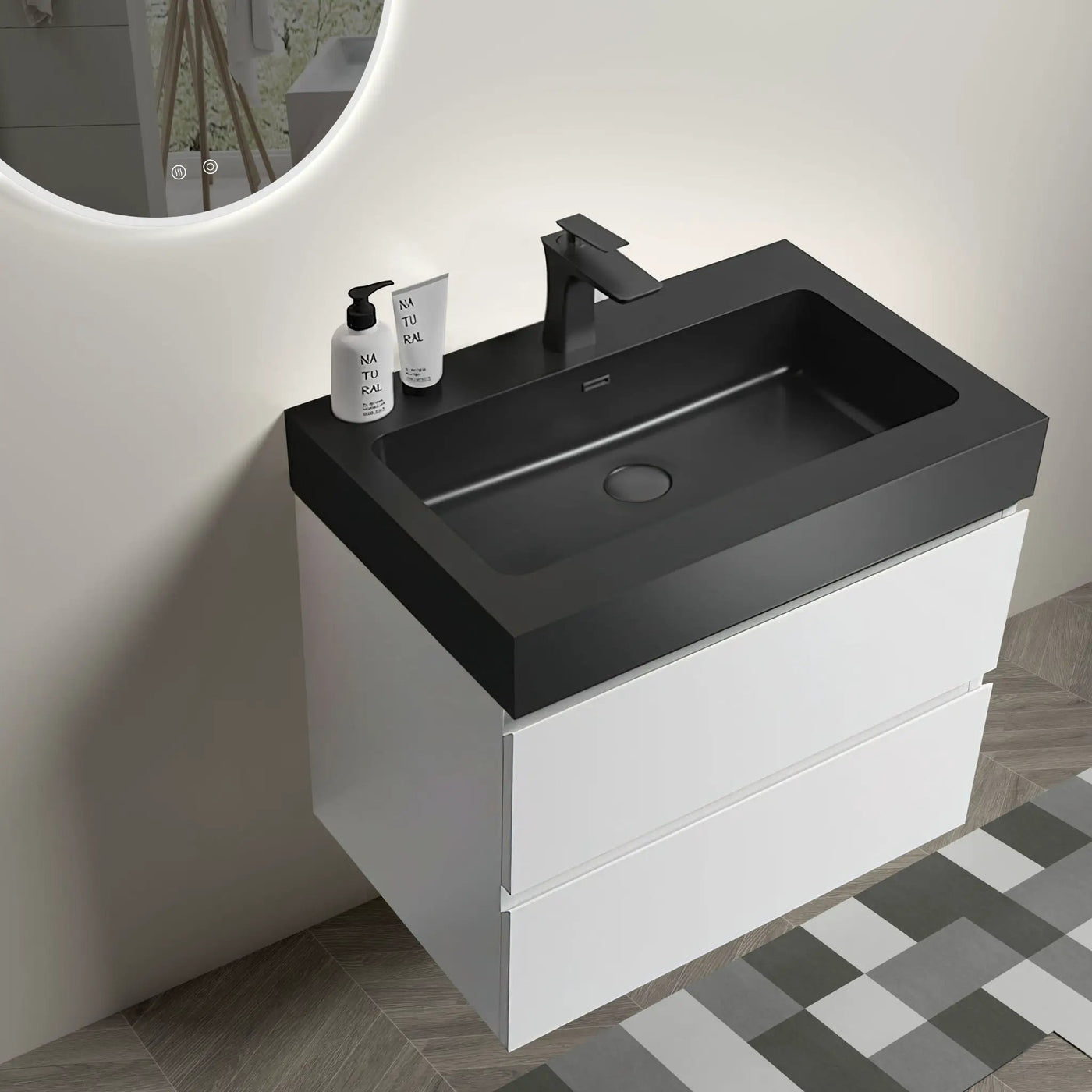 Alice - Bathroom Vanity With Large Storage, Sink, Wall Mounted by Unique Piece Furniture