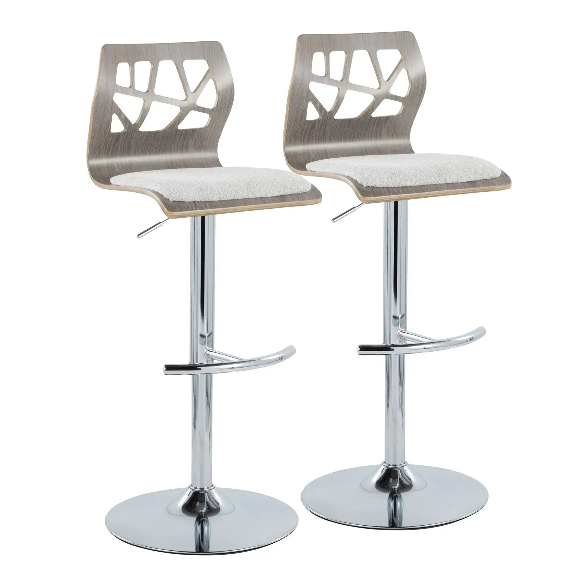 Folia - Contemporary Adjustable Barstool With Swivel With Rounded T Footrest (Set of 2) by Unique Piece Furniture