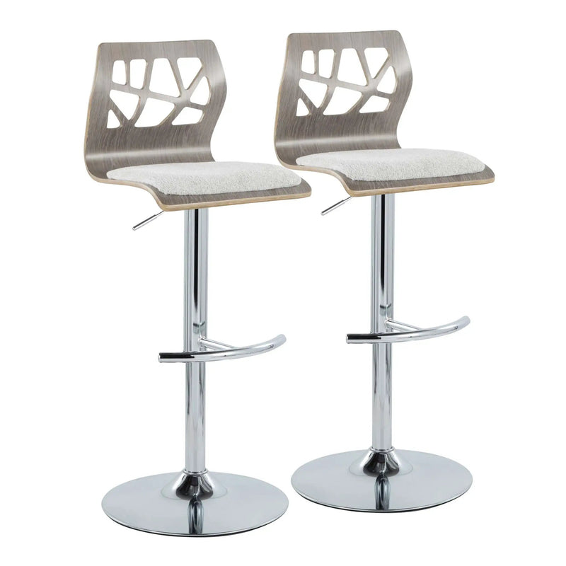 Folia - Contemporary Adjustable Barstool With Swivel With Rounded T Footrest (Set of 2) by Unique Piece Furniture