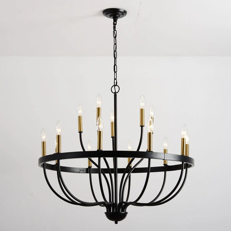 15-Light Industrial Iron Candle Chandelier Modern Farmhouse Pendant Light by HouseOfZazla