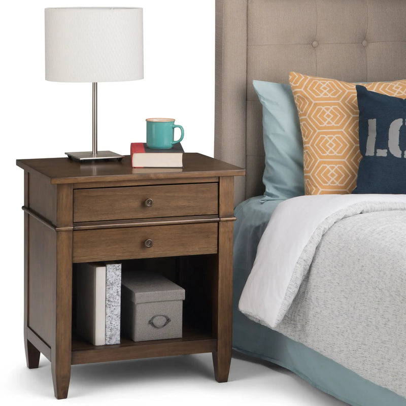 Carlton - Bedside Table - Rustic Natural Aged Brown by HouseOfZazla
