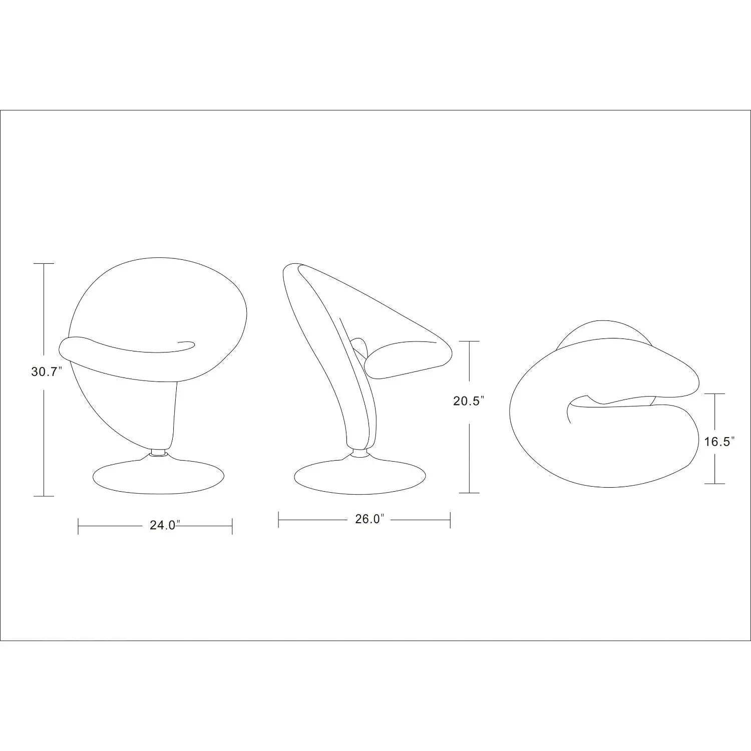 Modern Swivel Lounge Chair With Base - Gray