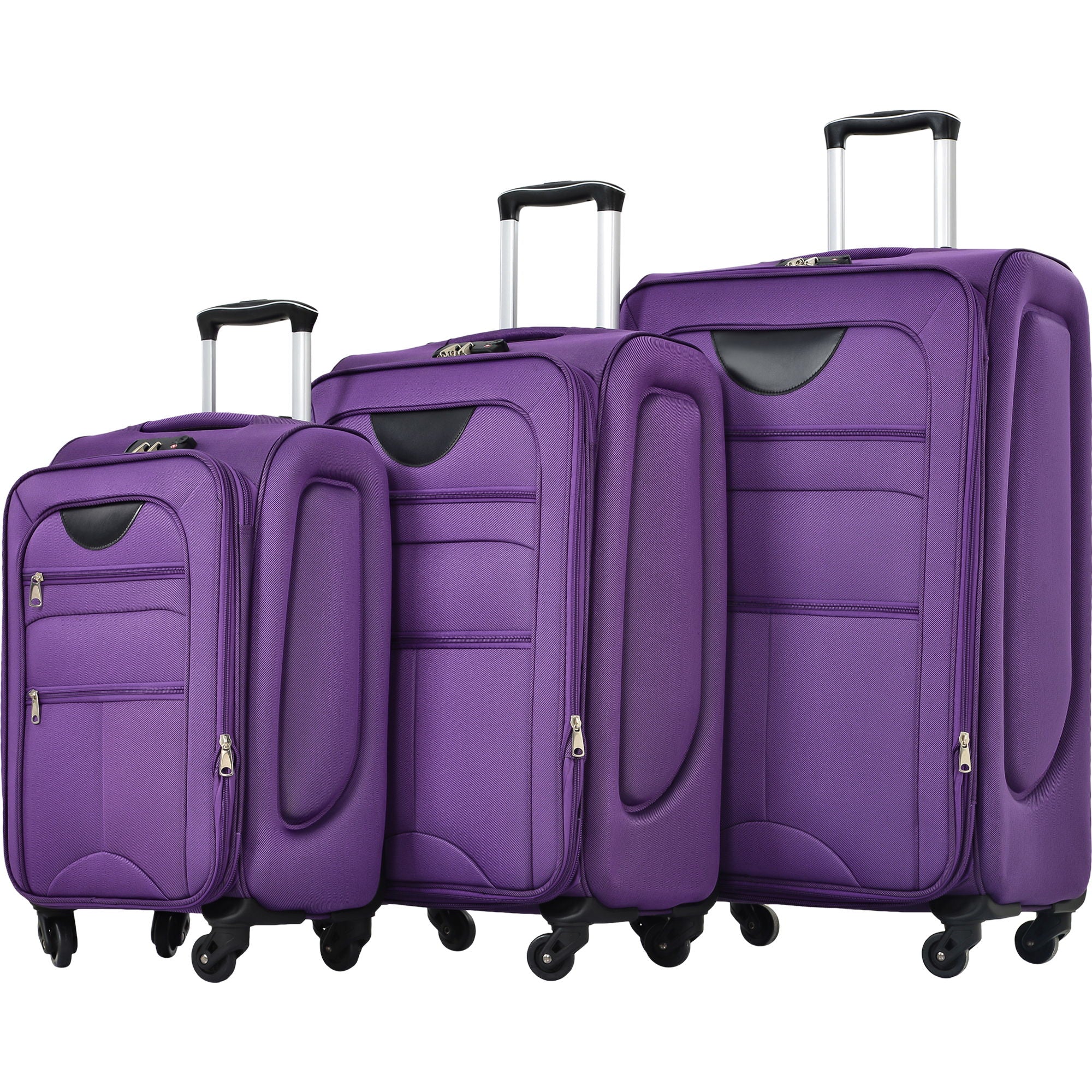 Softside Luggage Expandable 3 Piece Set Suitcase Upright Spinner Softshell Lightweight Luggage Travel Set by HouseOfZazla