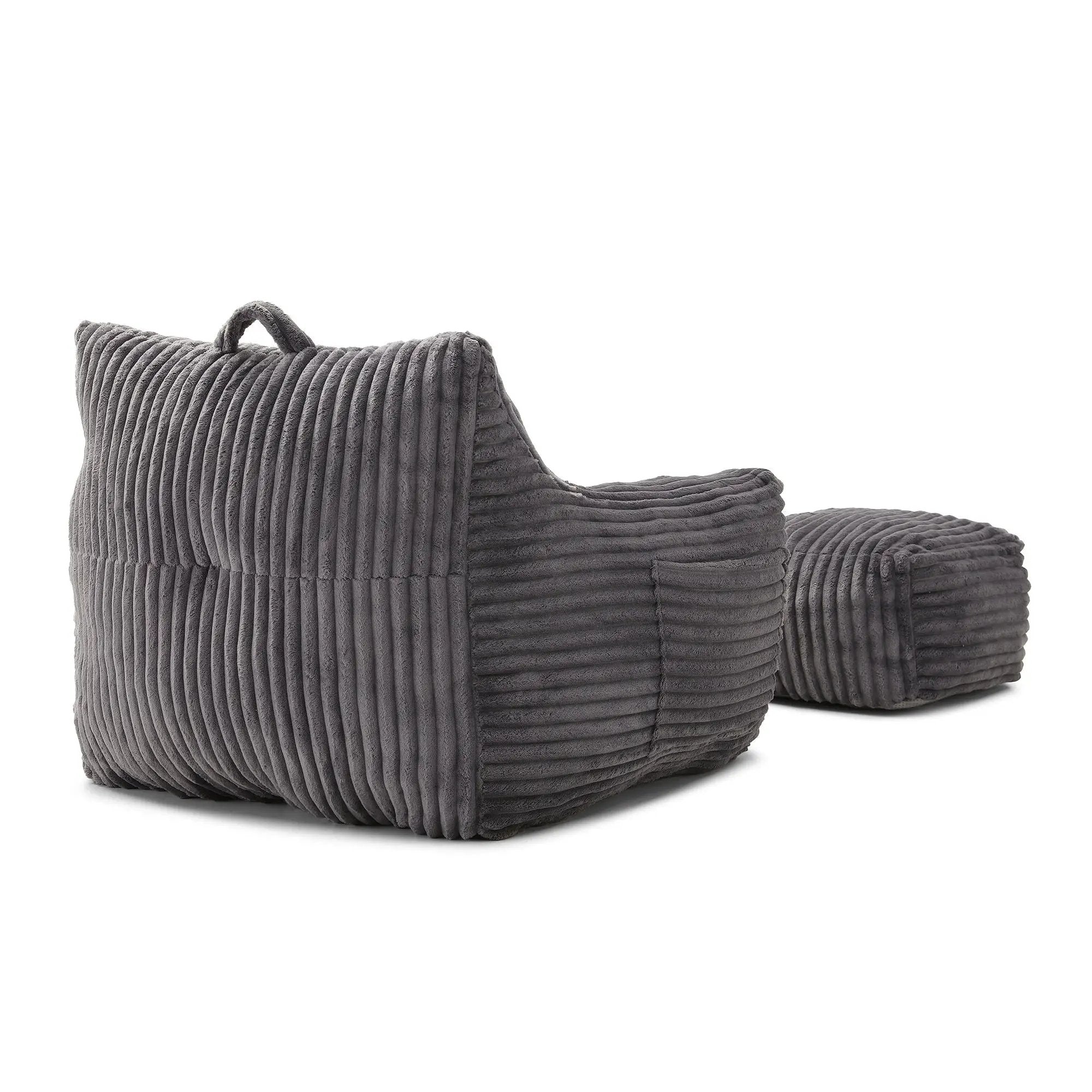 Giant Bean Bag Chair With Armrests And Footstool