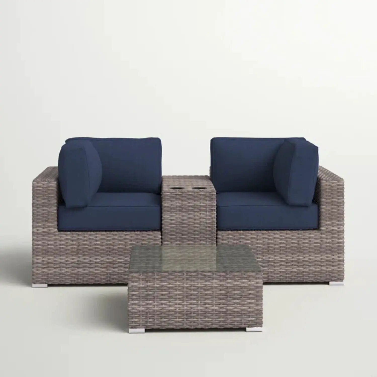 Wicker Seating Group Set With Table And Cushions by Unique Piece Furniture