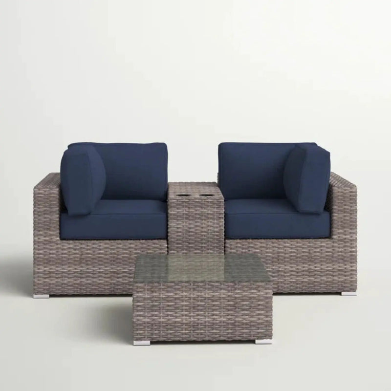 Wicker Seating Group Set With Table And Cushions by HouseOfZazla