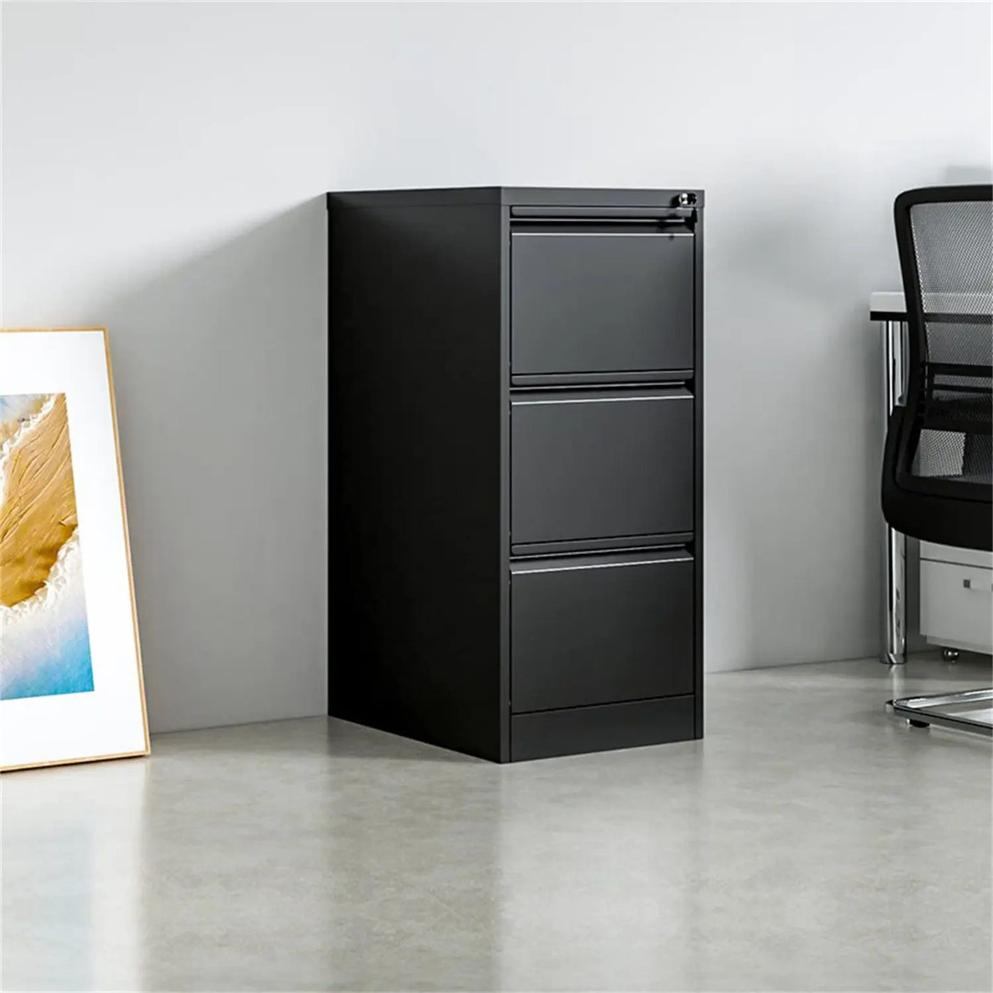 Durable Metal 3 Drawer File Cabinet With Lock For Office Storage by Unique Piece Furniture