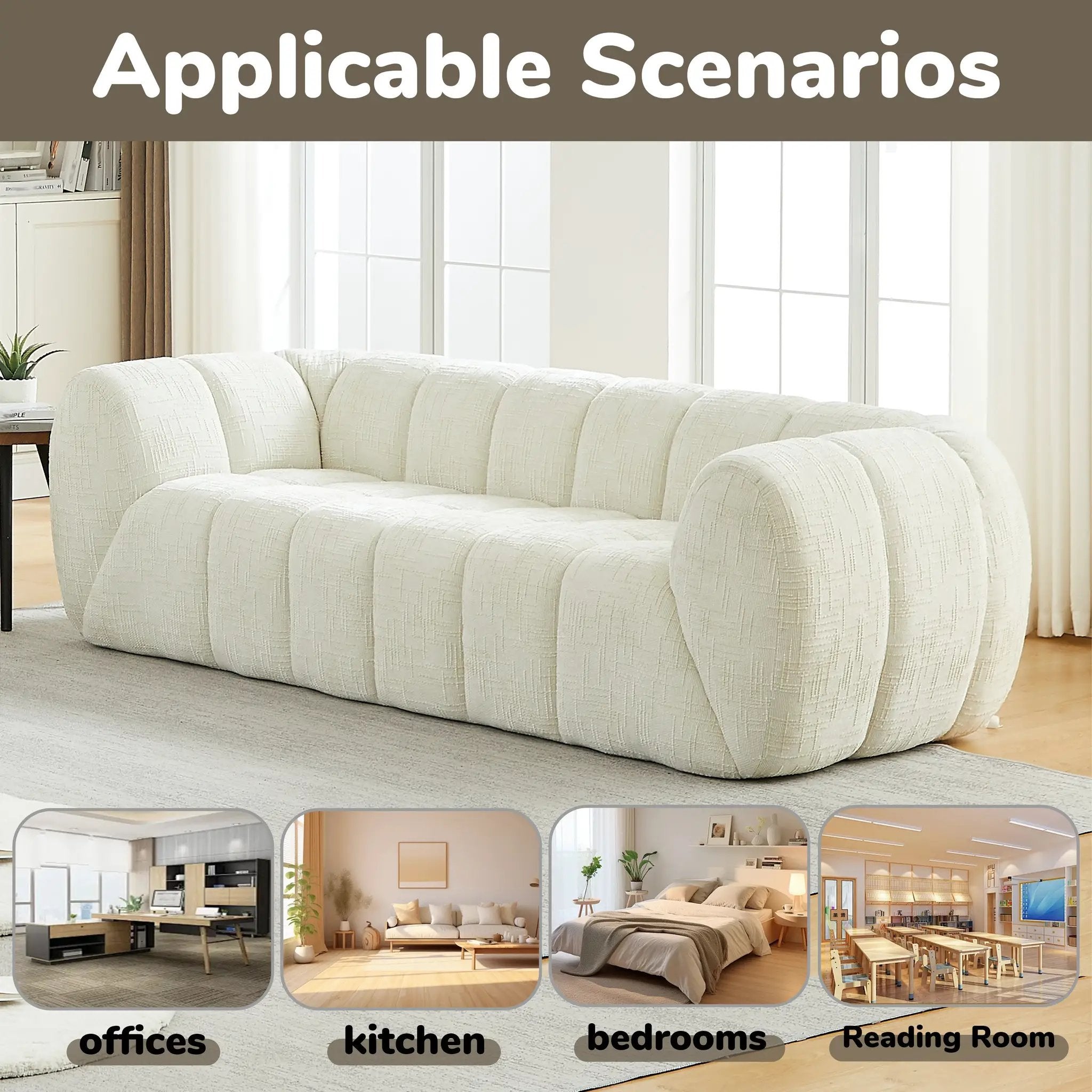 Chenille Pure Foam Sofa by HouseOfZazla