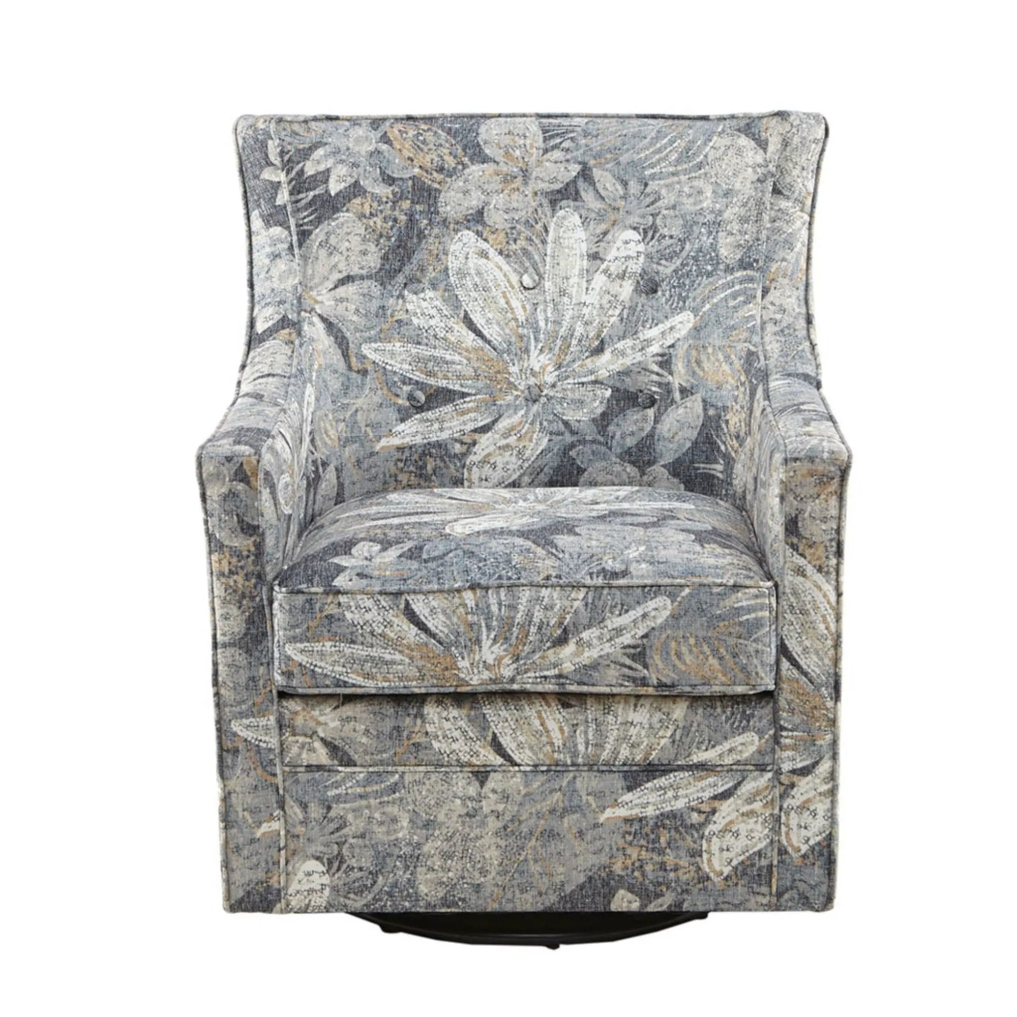 Swivel Glider Chair With Upholstery And Metal Base - Multicolor by Unique Piece Furniture