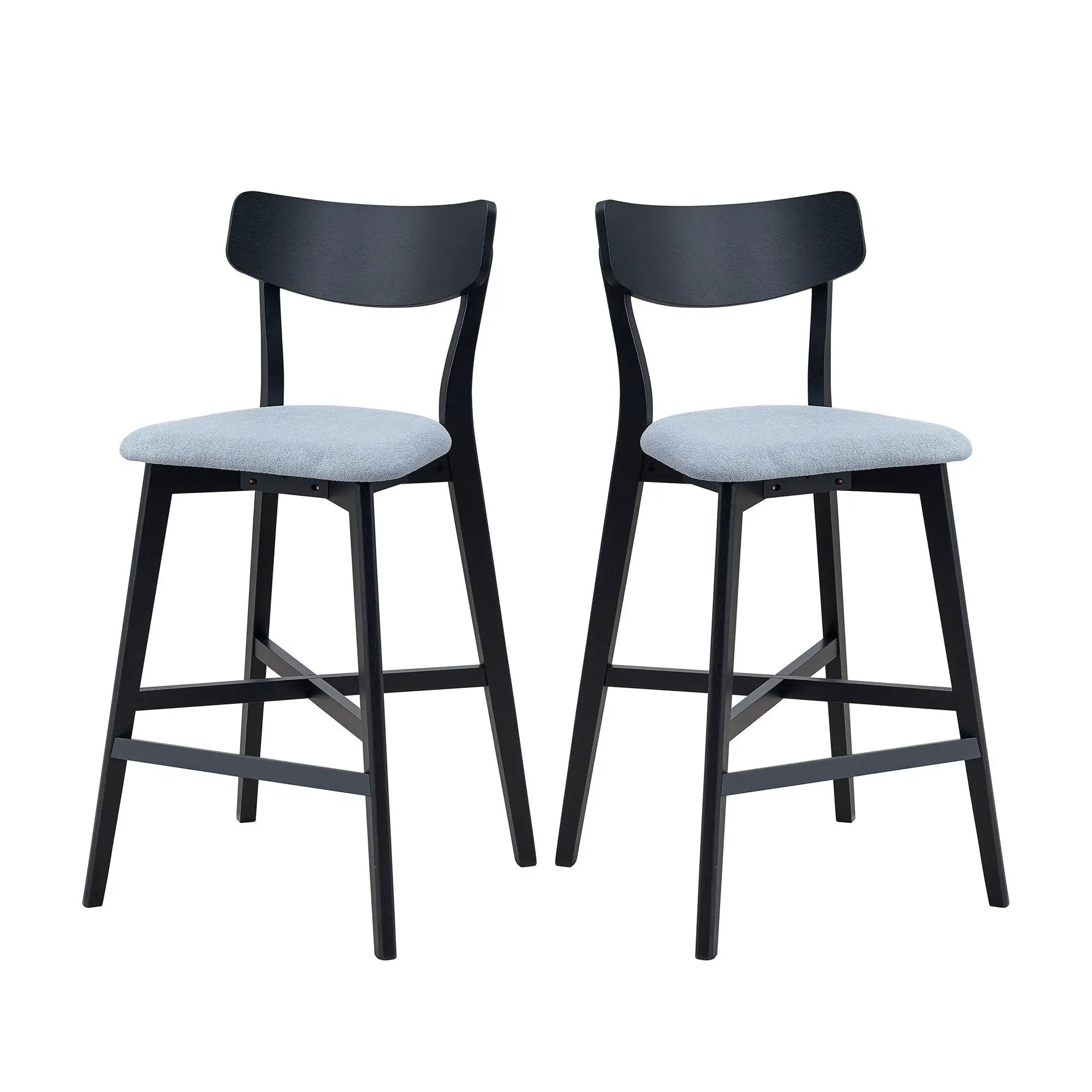 Wooden Bar Chairs Set of 2, Modern Soft Upholstered Kitchen Island Chairs by HouseOfZazla