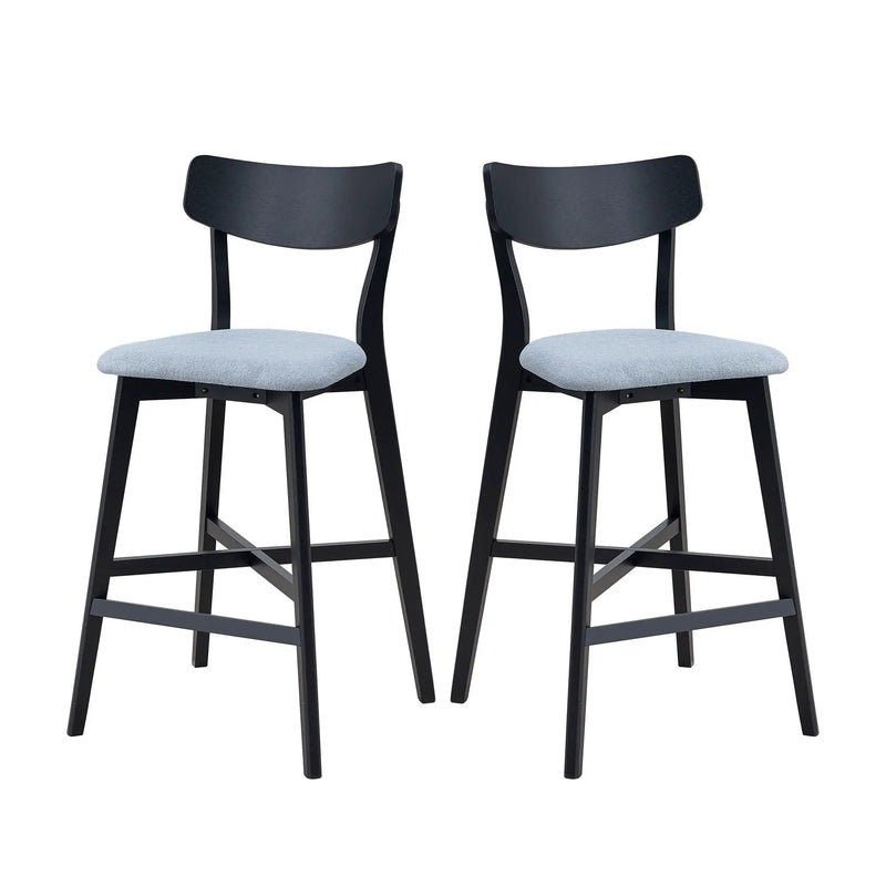 Wooden Bar Chairs Set of 2, Modern Soft Upholstered Kitchen Island Chairs by HouseOfZazla