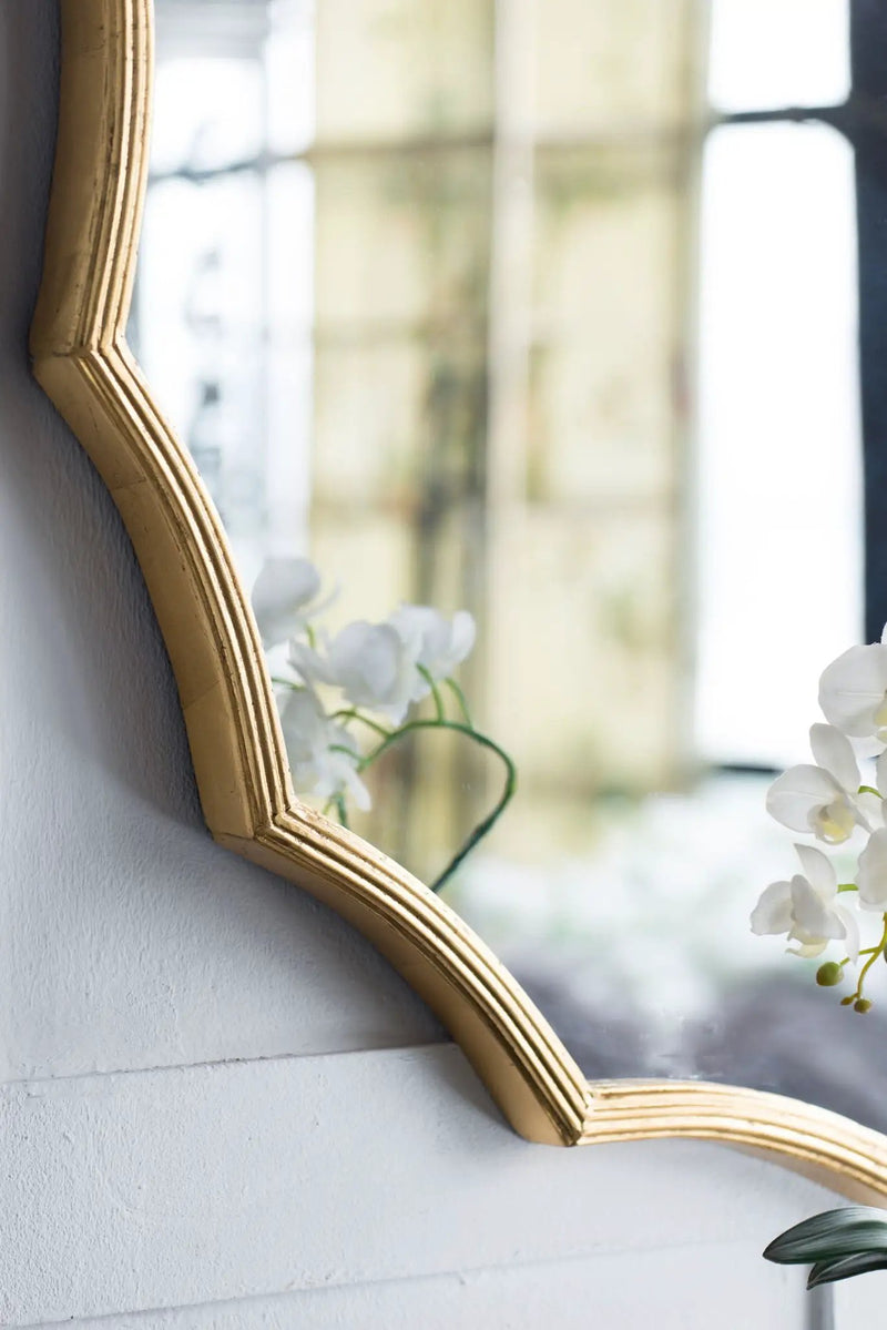 Round Sunburst Wall Mirror With, Wall Decor Mirror For Entryway Bedroom Living Room - Gold by HouseOfZazla