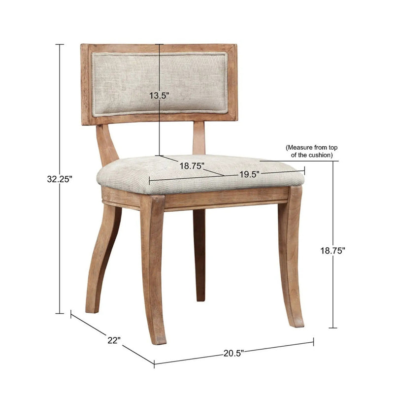 Classic Dining Chair With Curved Back (Set of 2) - Beige / Light Natural by Unique Piece Furniture