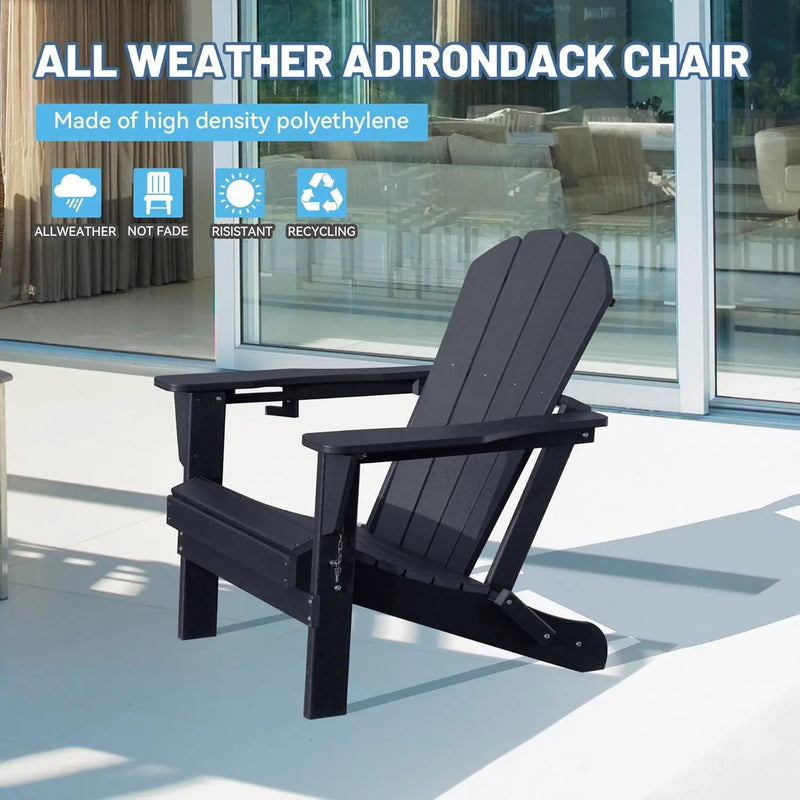 Adirondack Chair, Plastic Adirondack Chairs, HDPE Adirondack Chair, Folding Adirondack Chairs,Outdoor Chairs with Cup by HouseOfZazla