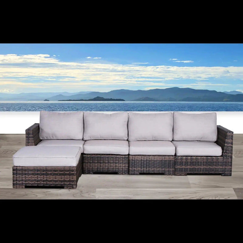 Wide Patio Sectional With Cushions - Brown by HouseOfZazla