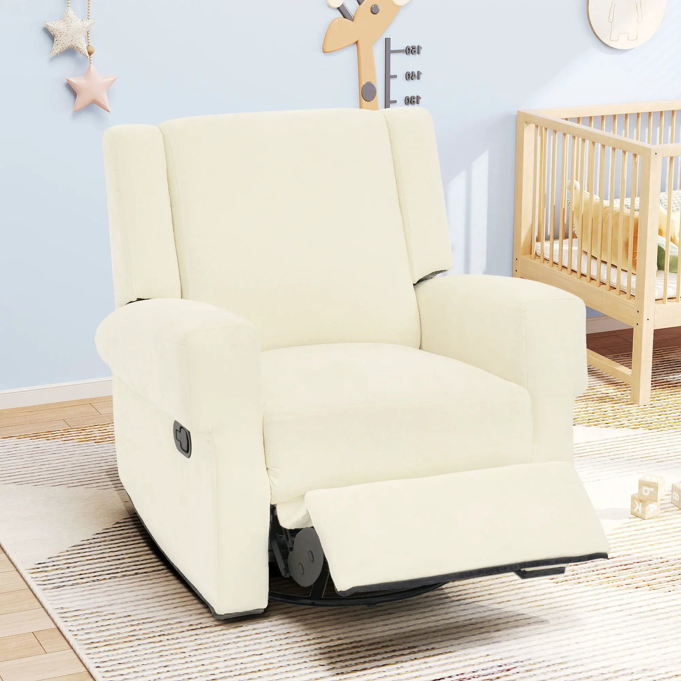 Manual Recliner Chair With Swivel Rocker Function, Dual Recline Angles by HouseOfZazla