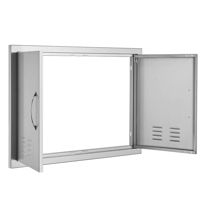 BBQ Access Door, 30W x 21H Inch Double Stainless Steel Outdoor Kitchen Door by HouseOfZazla