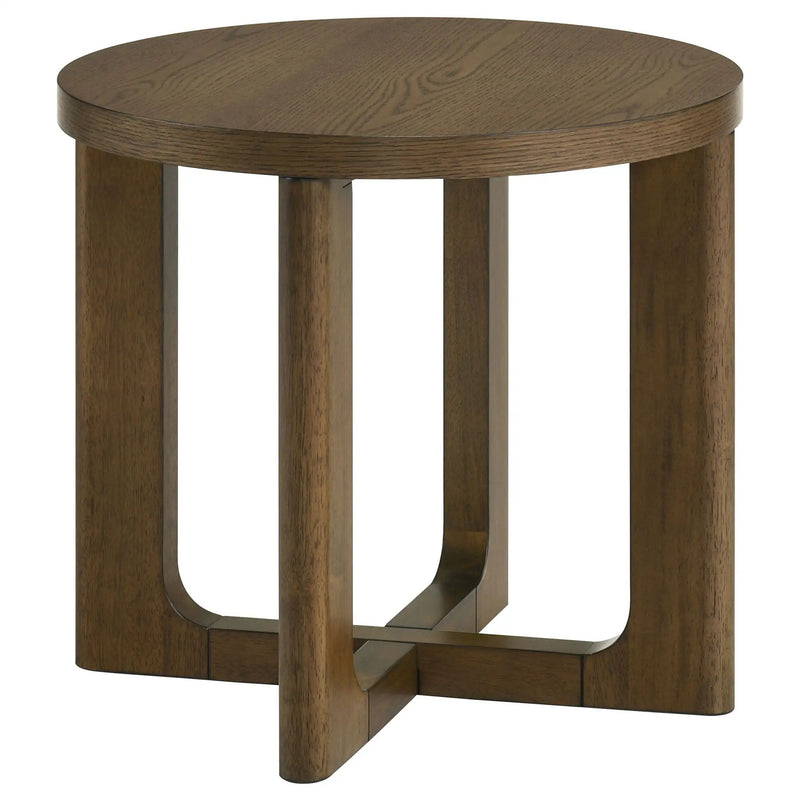 Kessler 2-piece Round Sculptural Wood Coffee Table Set Brown by Unique Piece Furniture