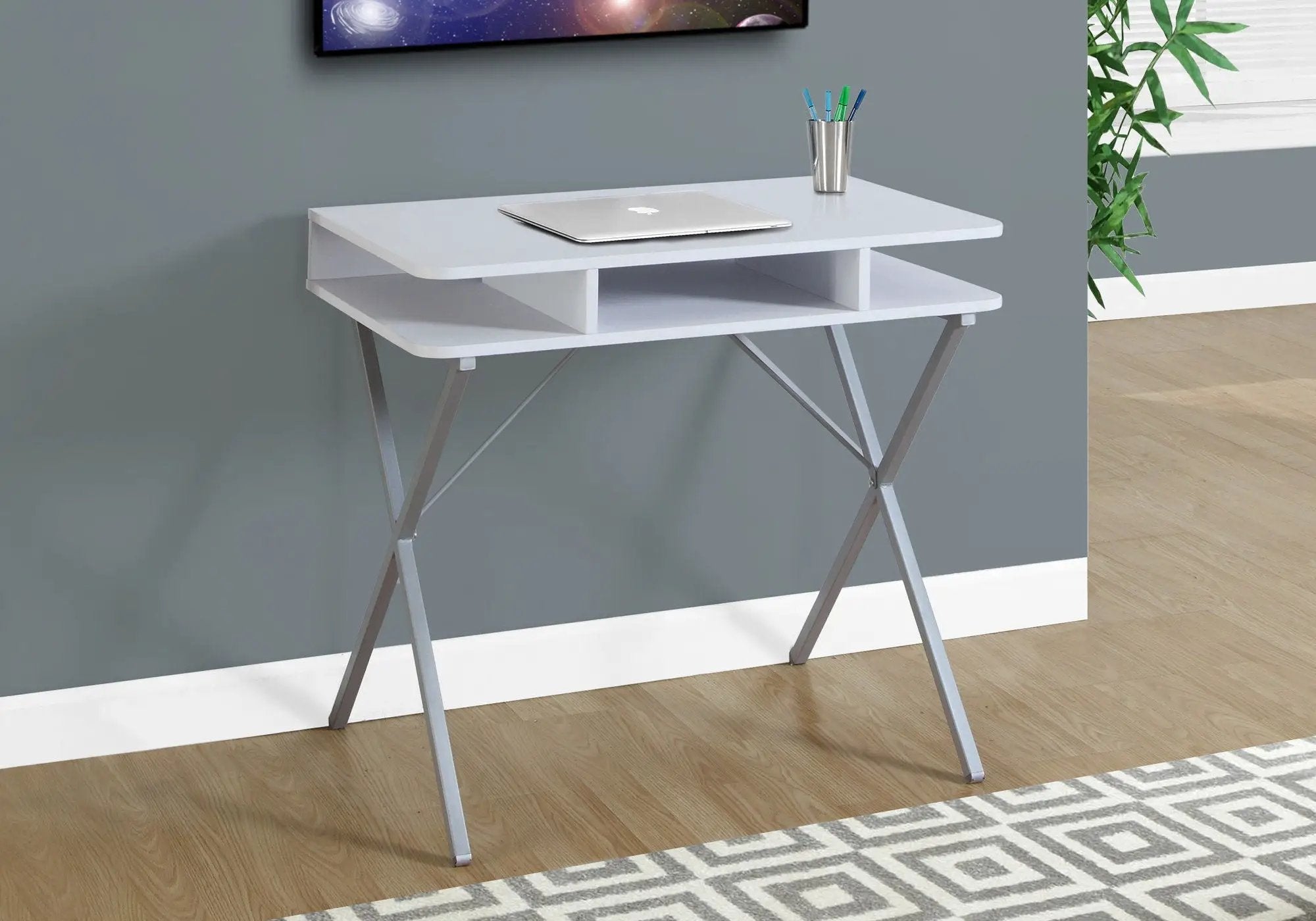 Computer Desk For Home Office, Laptop, Storage Shelves, Modern Convenient Design - White by Unique Piece Furniture