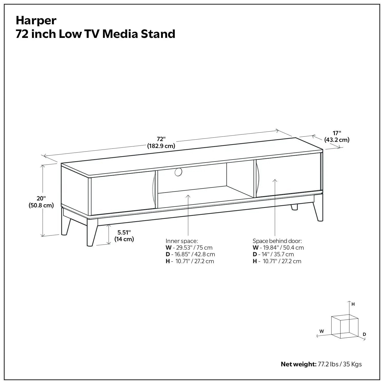 Harper - Low TV Media Stand - Walnut Brown by HouseOfZazla