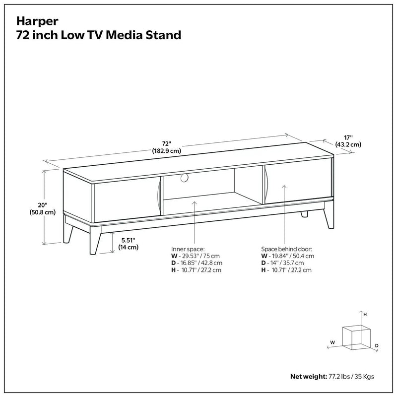 Harper - Low TV Media Stand - Walnut Brown by Unique Piece Furniture