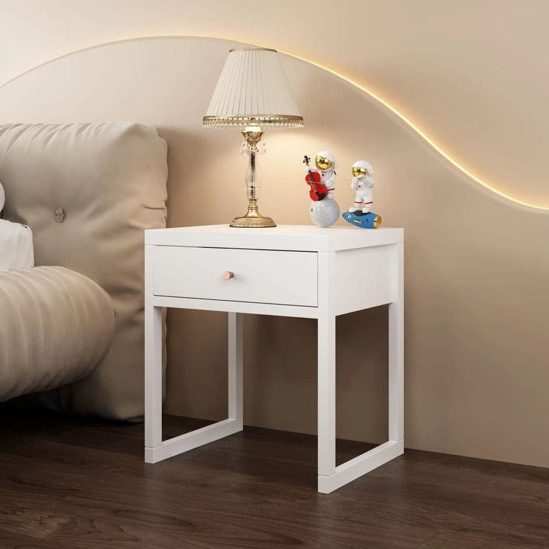 Nightstand With Drawer, Minimalist Bedside Table, Compact End Table For Bedroom - White by Unique Piece Furniture