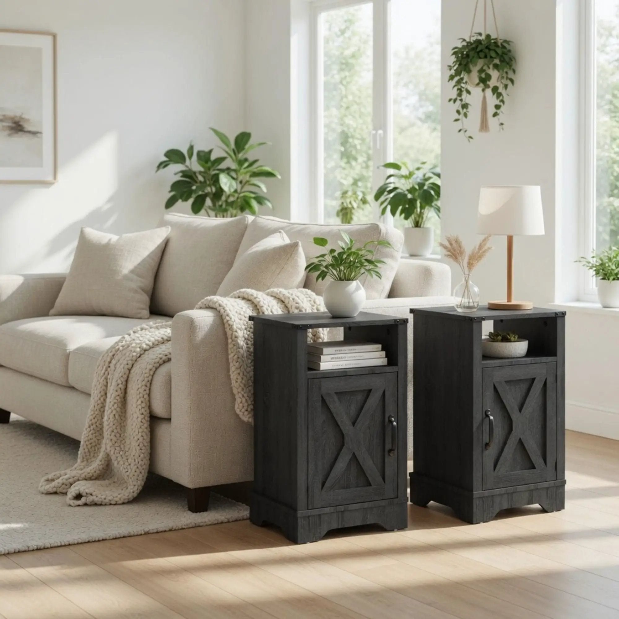 Farmhouse Nightstand, Charging Station & Storage by HouseOfZazla