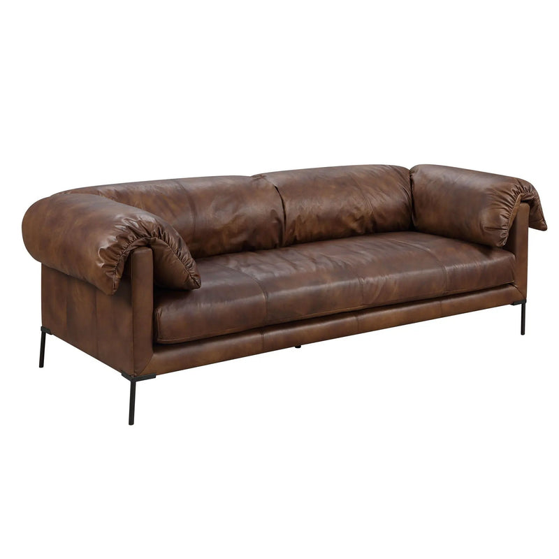 Jaron - Top Grain Leather Sofa - Mocha by HouseOfZazla