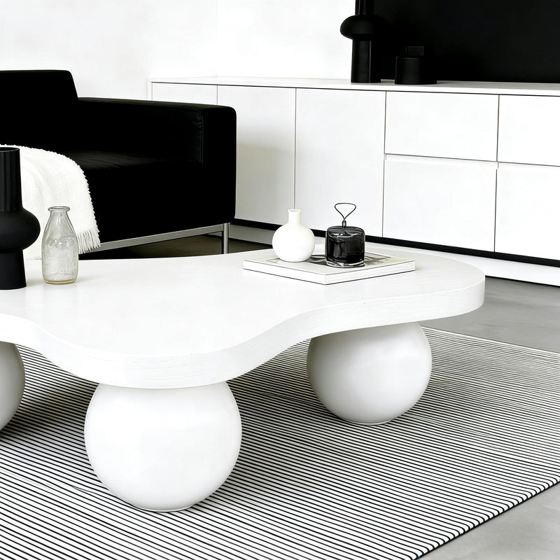 Cloud Shaped Coffee Table With 3 Ball Legs For Living Room
