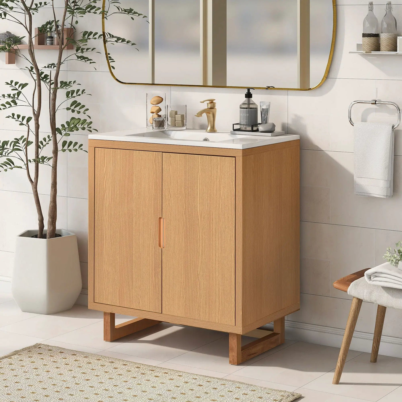 Bathroom Vanity Set With Sink, Combo Cabinet, Bathroom Storage Cabinet, Solid Wood Frame by Unique Piece Furniture
