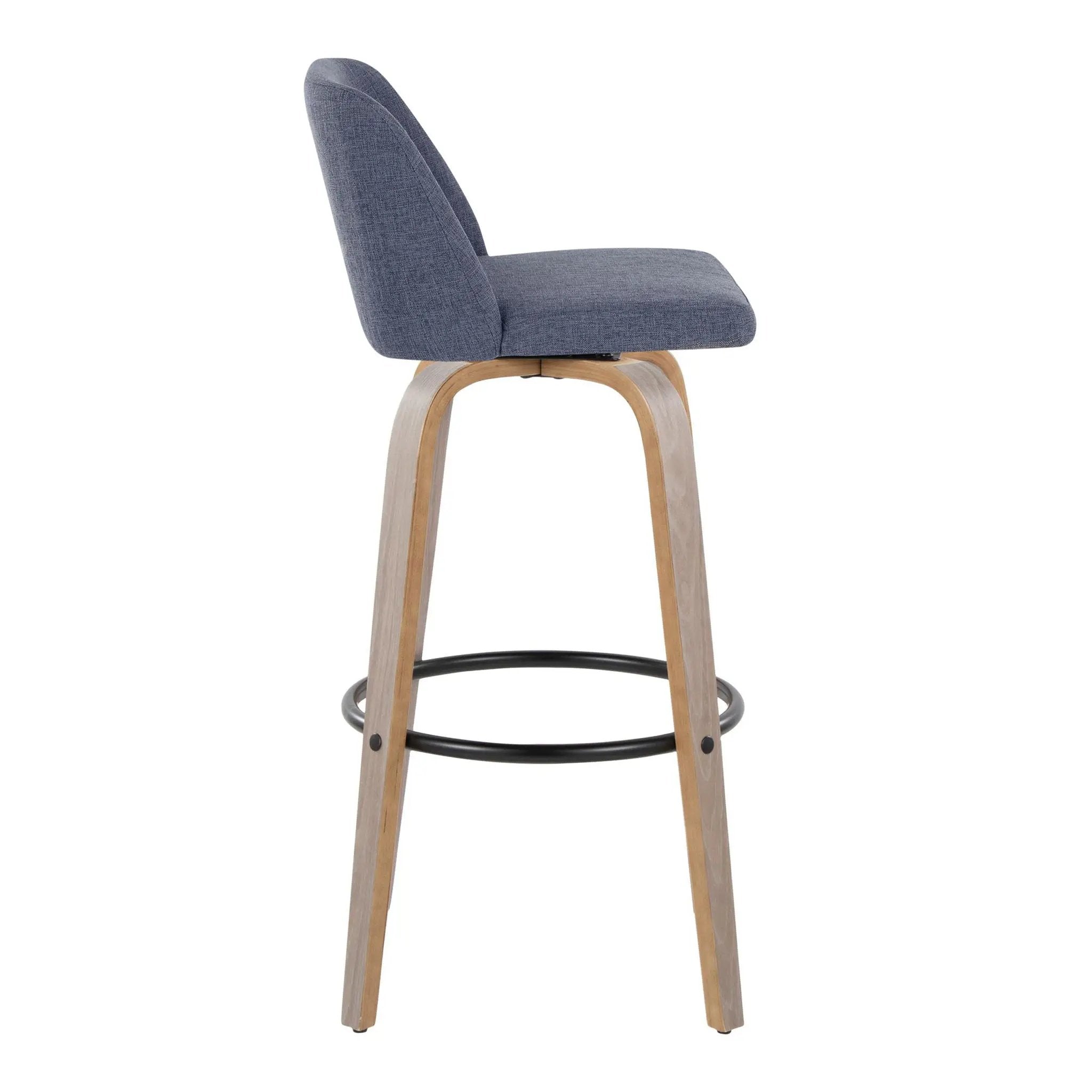 Toriano - Fixed Height Contemporary Barstool With Swivel With Round Footrest (Set of 2) by HouseOfZazla