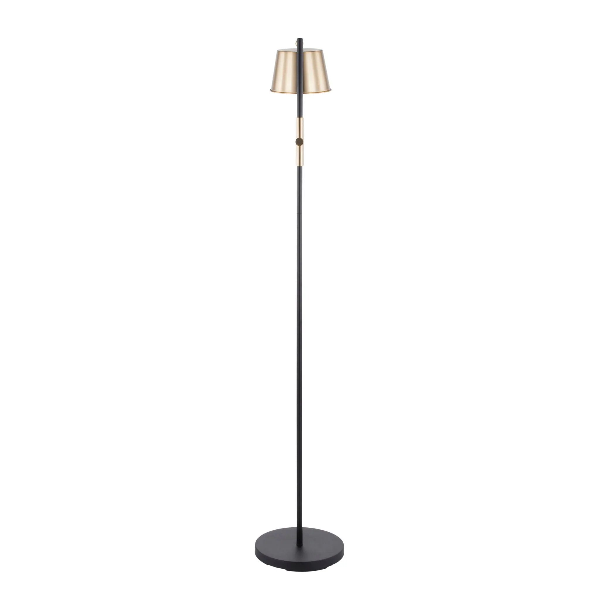 Metric - Industrial Floor Lamp - Black / Antique Brass by HouseOfZazla