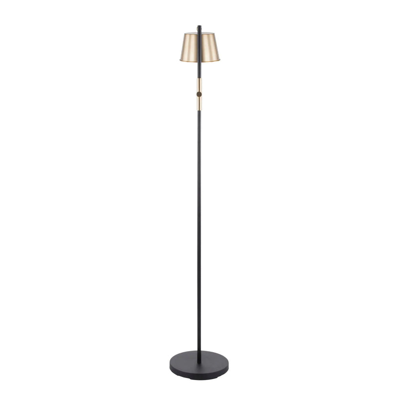 Metric - Industrial Floor Lamp - Black / Antique Brass by HouseOfZazla