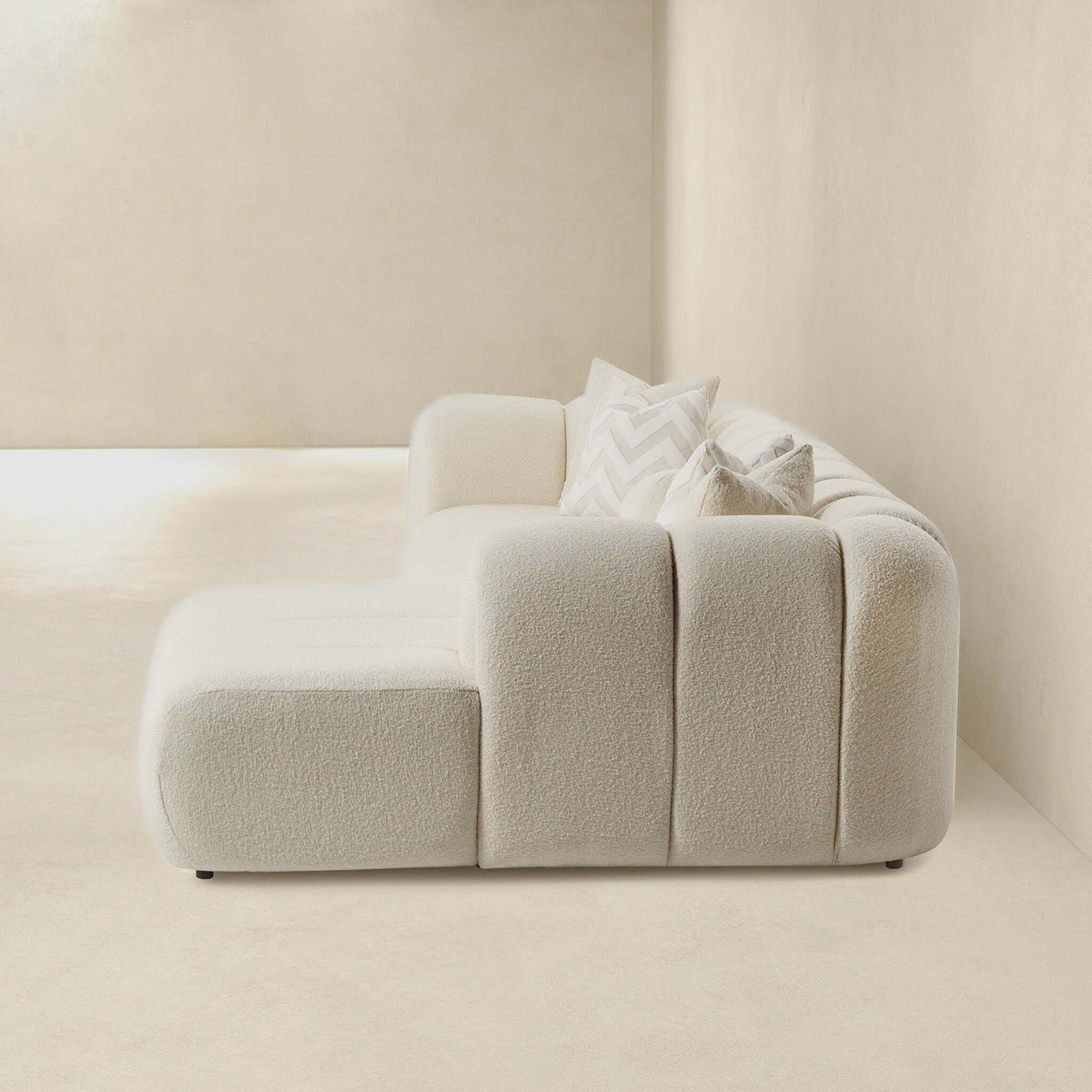 Beatrice - Modern Tufted Right Sectional Sofa - Ivory by HouseOfZazla