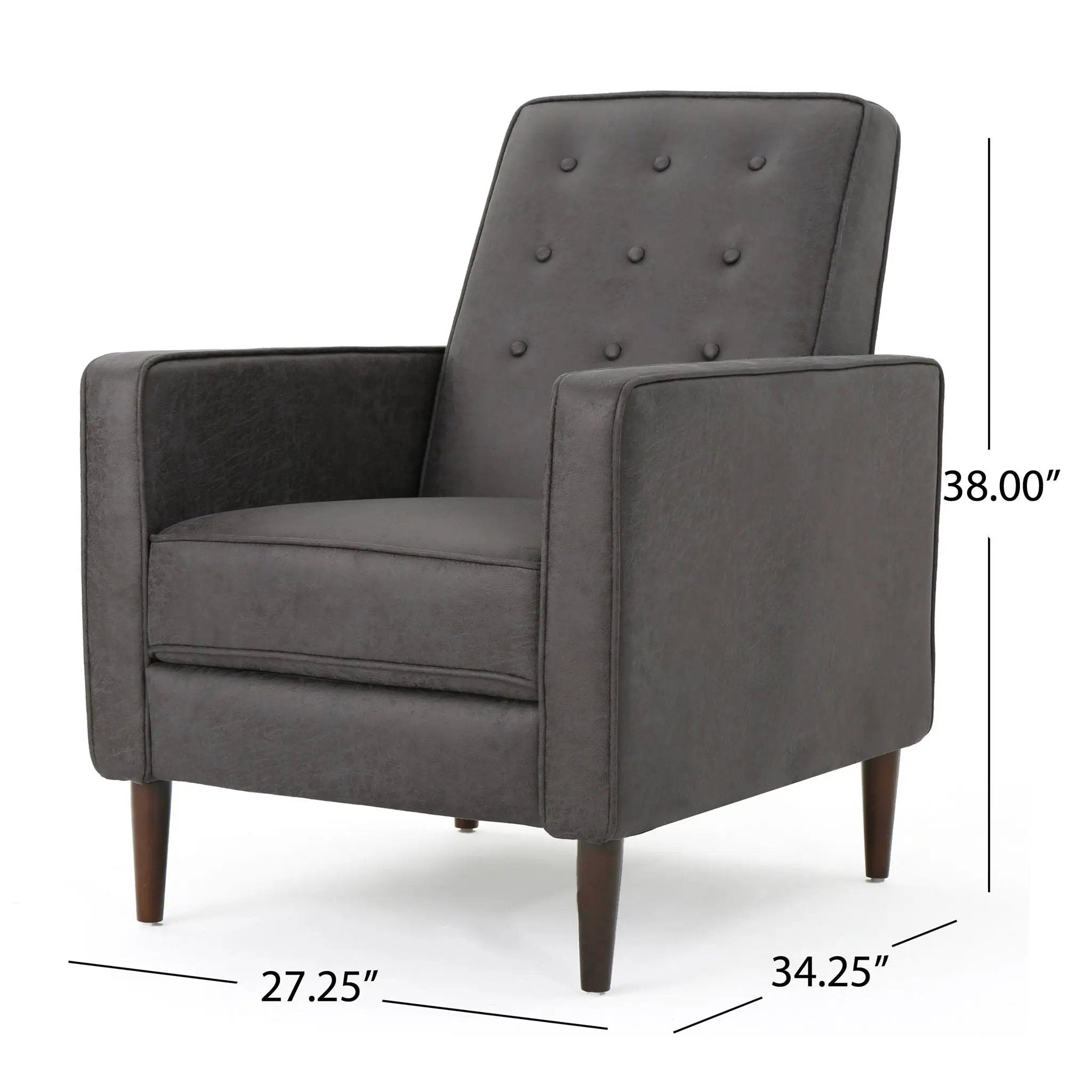 Macedonia - Mid Century Modern Button Tufted Fabric Recliner - Slate by HouseOfZazla