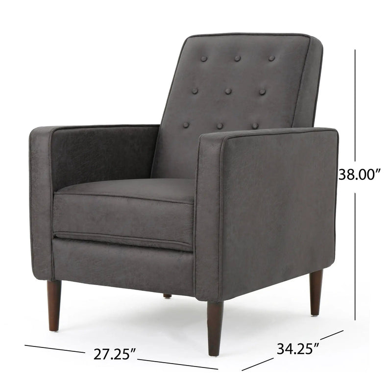 Macedonia - Mid Century Modern Button Tufted Fabric Recliner - Slate by HouseOfZazla