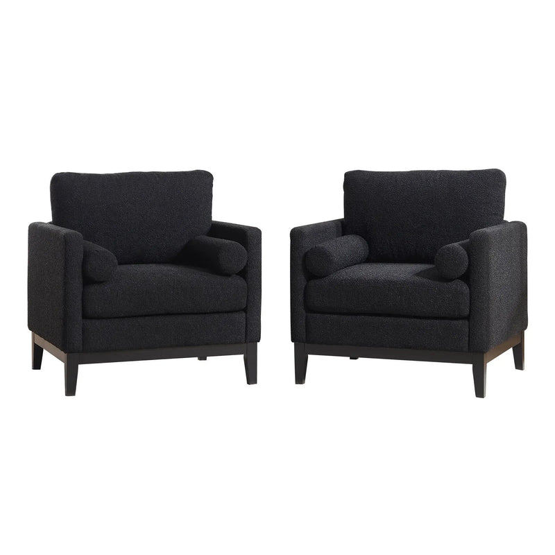 Wide Modern Farmhouse Performance Accent Chair With Legs, Wood Base by Unique Piece Furniture