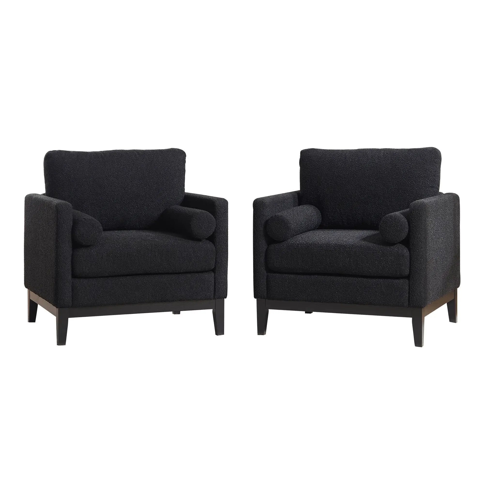 Wide Modern Farmhouse Performance Accent Chair With Legs, Wood Base by HouseOfZazla