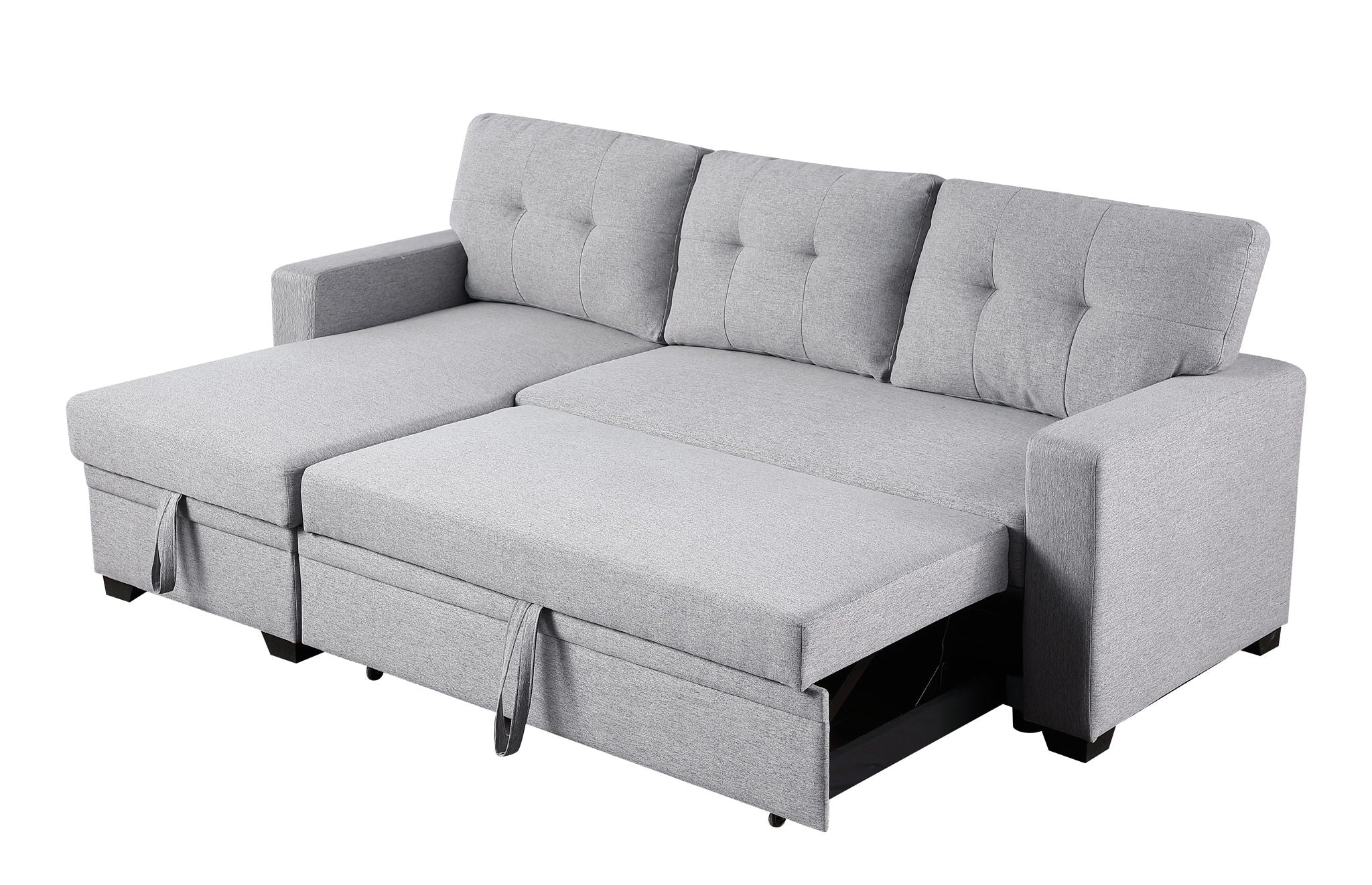 Upholstered Pull Out Sectional Sofa With Chaise by HouseOfZazla
