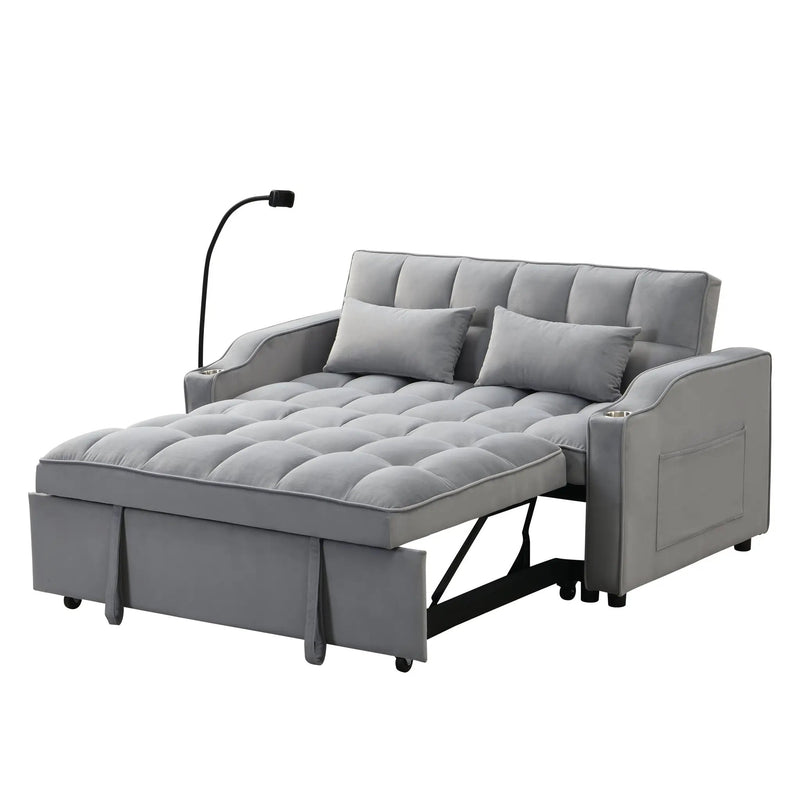 Modern Velvet Loveseat Futon Sofa Couch with Pullout Bed by HouseOfZazla