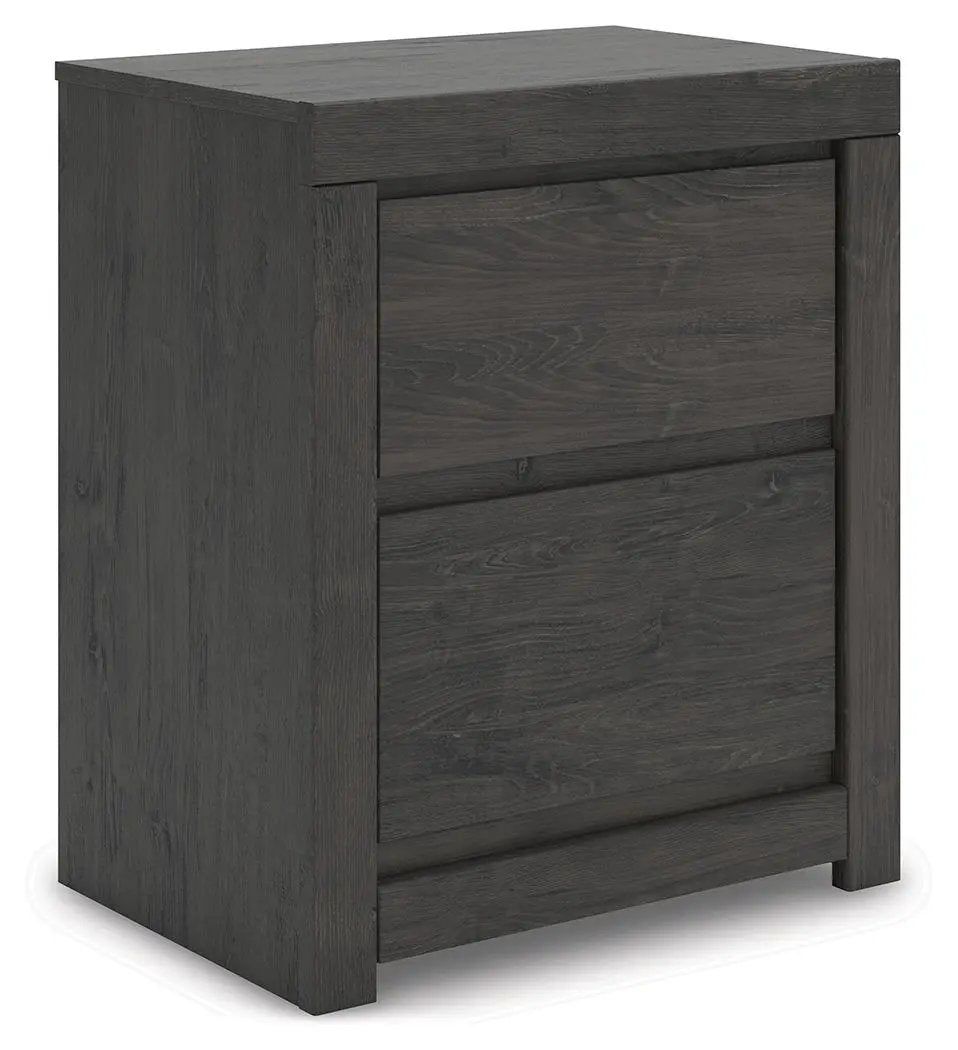 Fraluna - Two Drawer Night Stand - Charcoal by Unique Piece Furniture