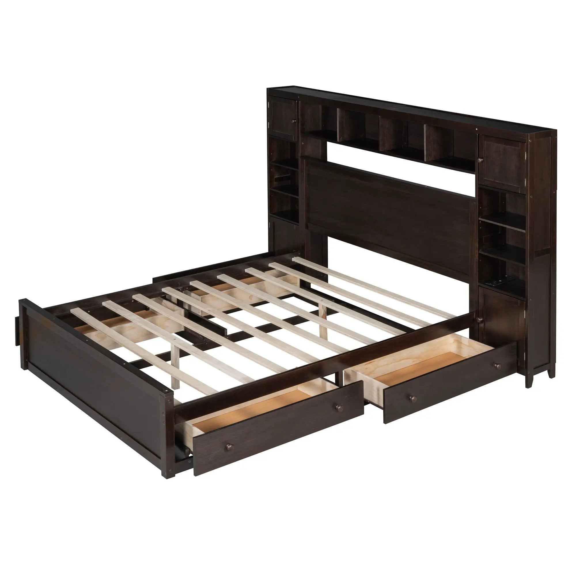 Bed With All In One Cabinet, Shelf And Sockets by Unique Piece Furniture
