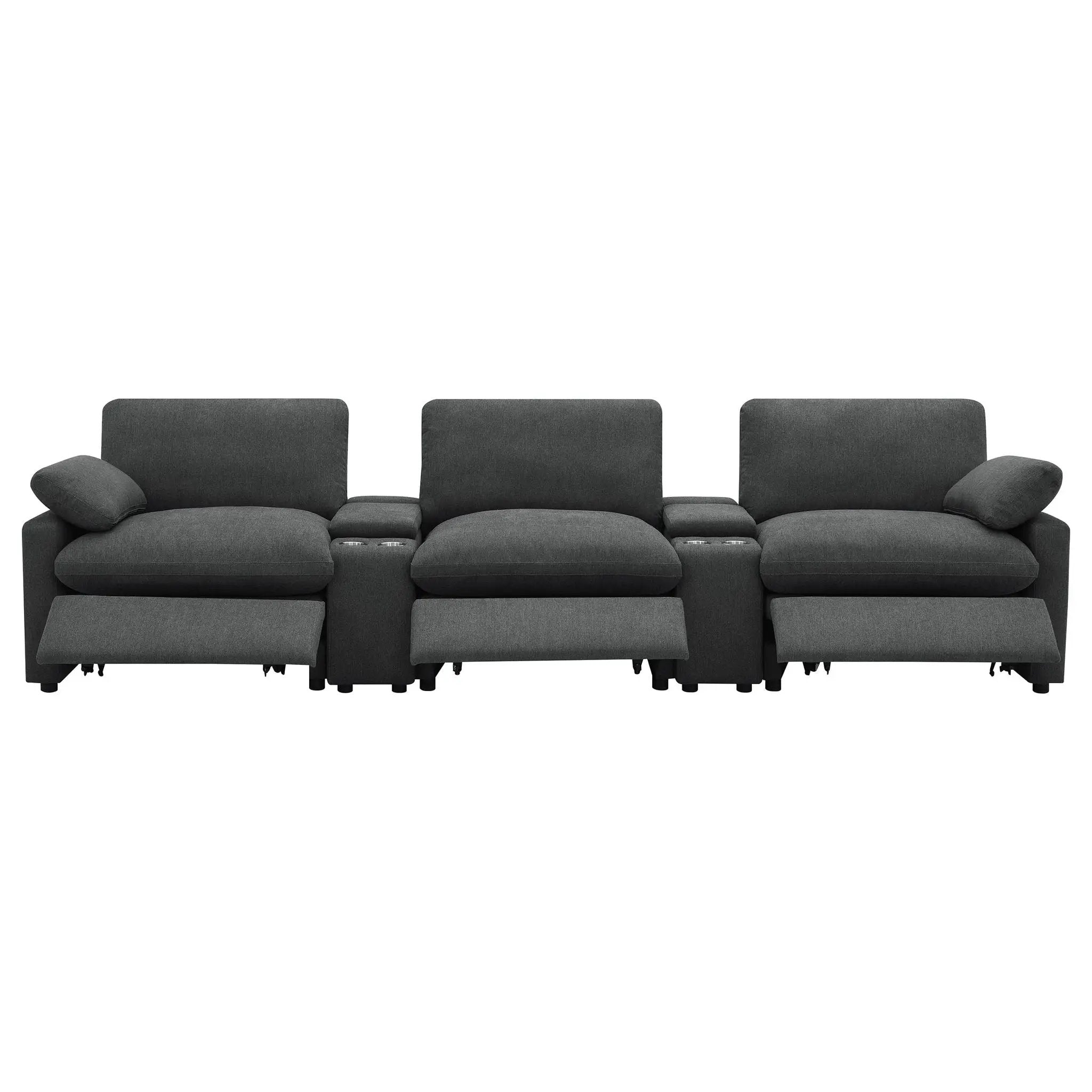 Collins 5-Piece Power Reclining Home Theater Seating Dark Grey by Unique Piece Furniture
