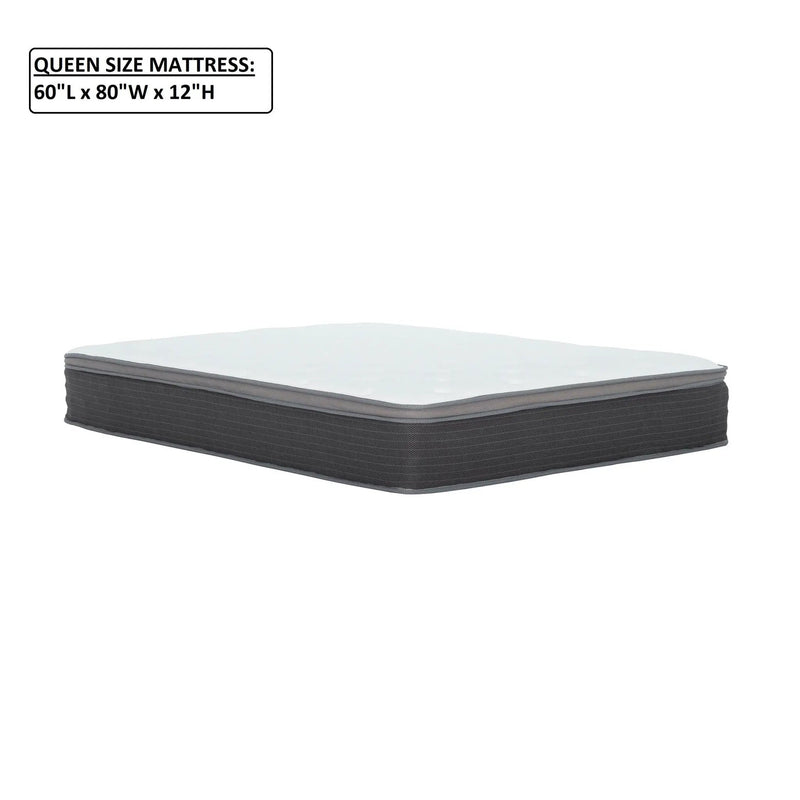 12'' Hybrid Mattress In A Box, Plush Gel Memory Foam Mattress Top With Pocket Coil Base - Gray / White - Queen by HouseOfZazla